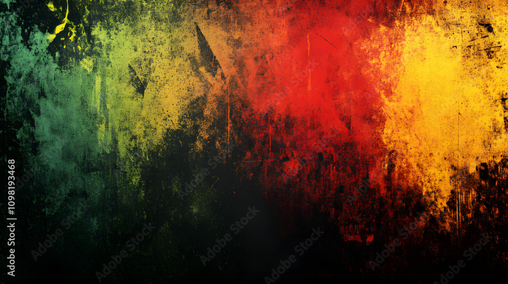 Poster grunge abstract background using reggae style colors.