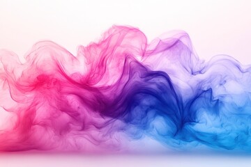 Fototapeta premium Pink and blue smoke swirl together, forming an artistic display on a light background