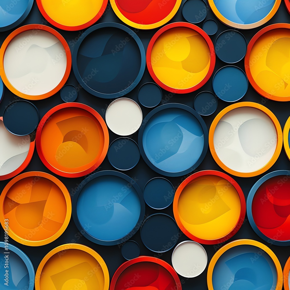 Poster colorful overlapping circles pattern.
