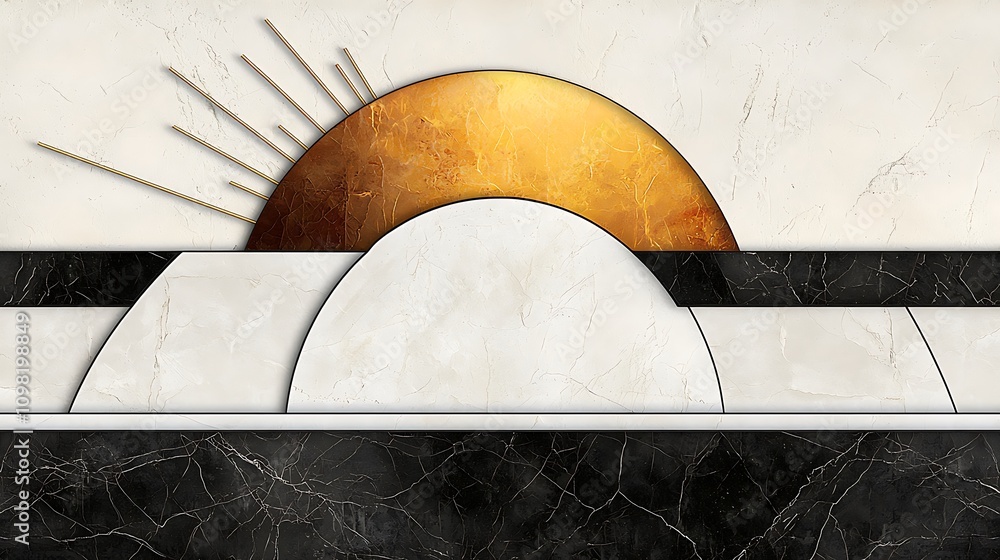 Poster trendy abstract collection of modern shapes and forms featuring golden elements and elegant lines fo