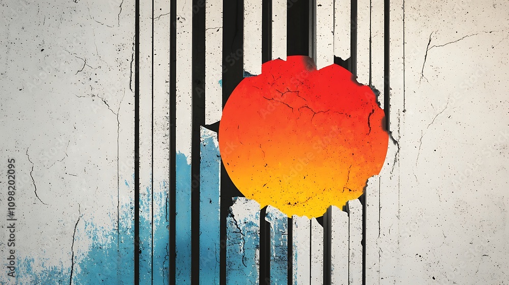 Aufkleber abstract graphic representation of a city skyline with bold colors and dynamic textures for modern d