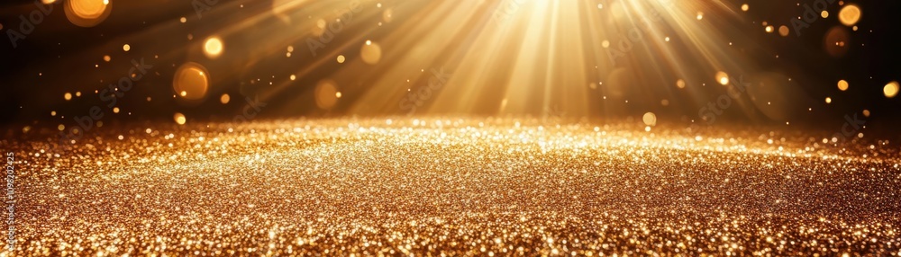 Poster a shimmering golden surface illuminated by radiant light, creating a magical and enchanting atmosphe