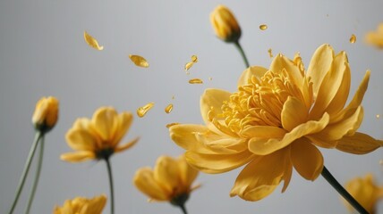 Obraz premium yellow flower with drops