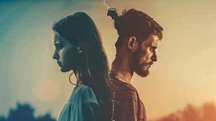 Young family in broken relationship concept.