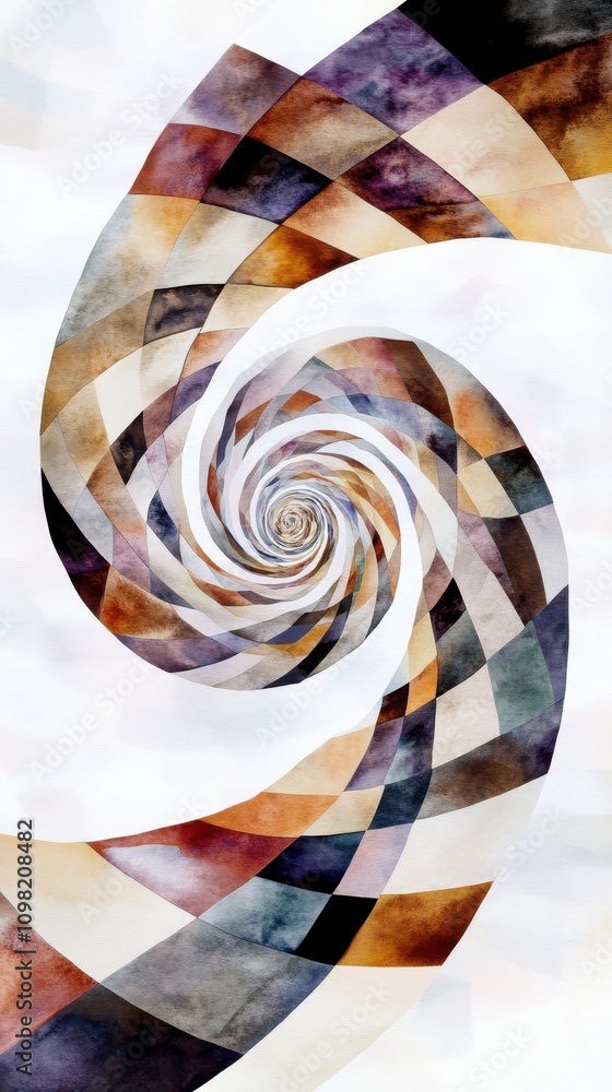 Poster a mesmerizing spiral pattern in earthy tones, creating a sense of depth and movement.