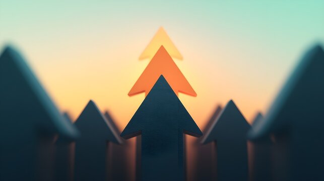 Growth mindset in action inspirational arrows pointing upward abstract concept digital art positive vibes