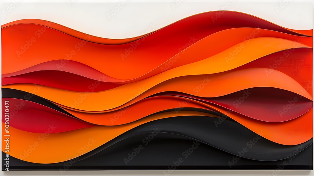 Poster abstract red and black composition with flowing waves that evoke energy and movement in artistic exp