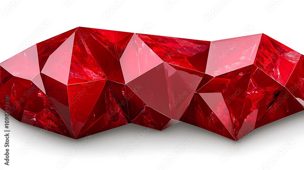 Poster artistic representation of shattered red gemstone fragments creating a stunning visual effect for mo
