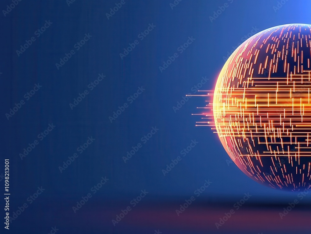Aufkleber anti tracking technology conceptual. a glowing sphere emits dynamic, linear patterns against a deep 