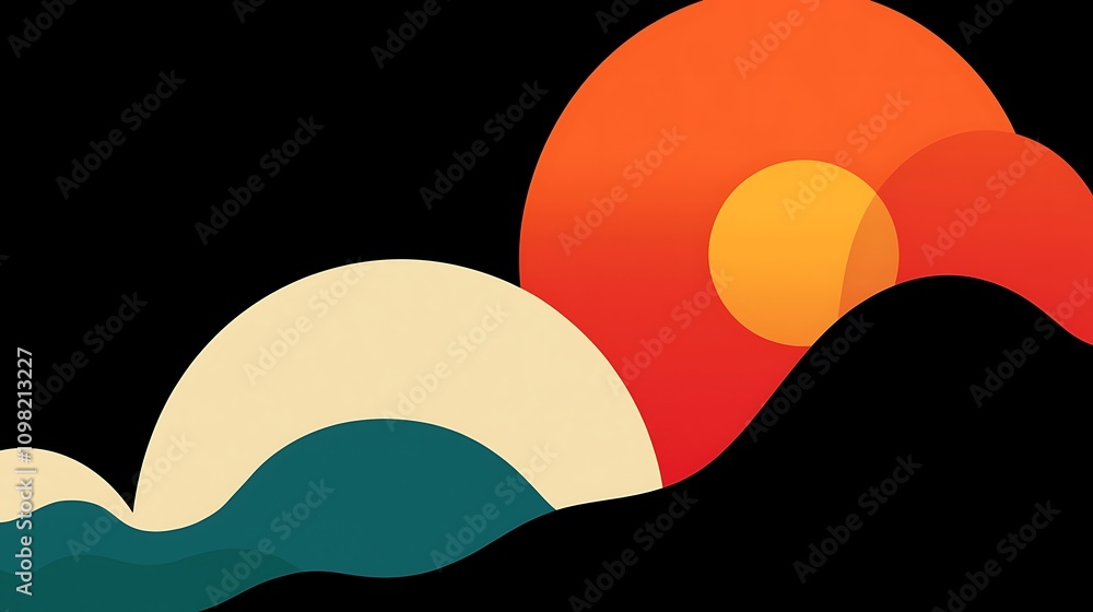 Poster an artistic exploration of negative space featuring abstract shapes and vibrant colors in a minimali