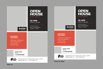 Real estate open house flyer, social media post and story template, Real Estate Services