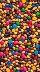 A colorful array of vibrant candy sprinkles in various shapes and sizes, creating a joyful and festive mood.