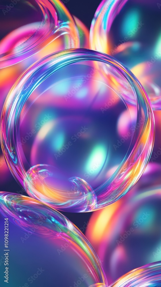 Poster colorful soap bubbles create a mesmerizing display of light and color in this vibrant abstract compo