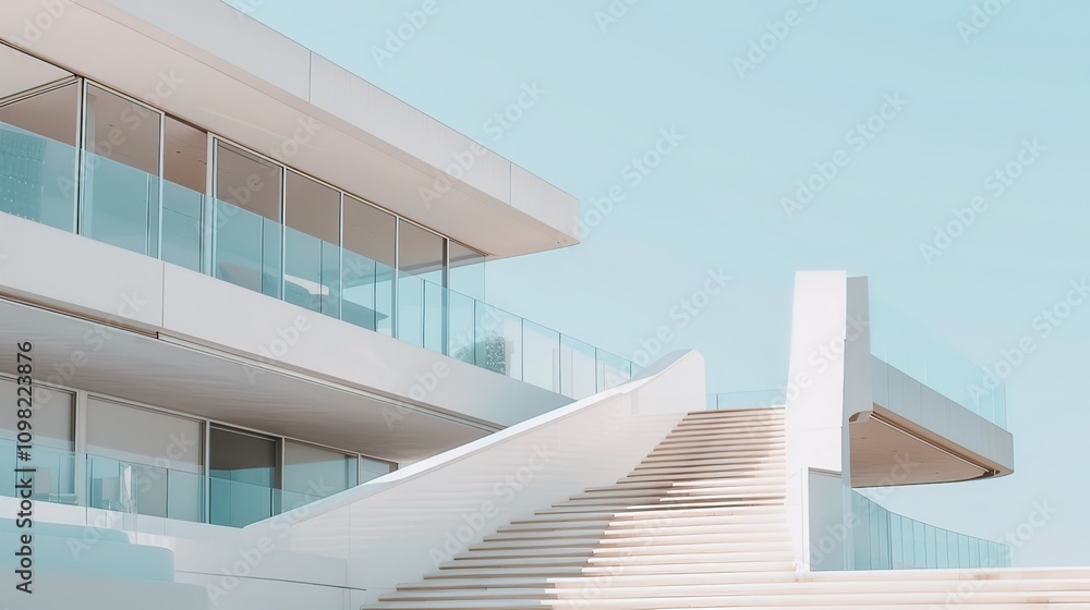 Poster a modern minimalist architectural structure with clean lines and open space.