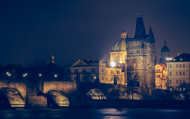 Naklejka premium Night Prague