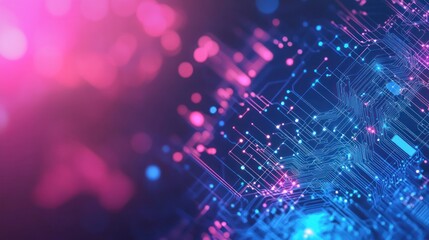 Obraz premium Abstract digital circuitry with vibrant colors representing technology and innovation.