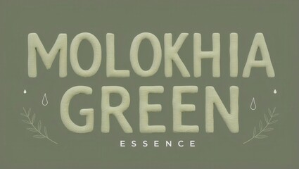 Obraz premium Molokhia Green Essence with Textured Lettering on Soft Background
