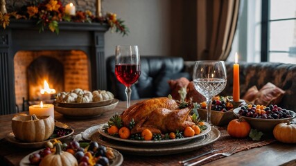 Obraz premium thanksgiving country dinner. Generative AI.