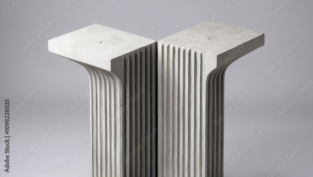 Poster vertical striations with uneven spacing on concrete structures