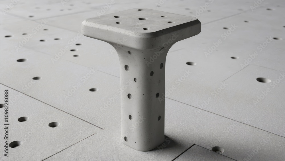 Poster abstract concrete structure with circular indentations scattered across