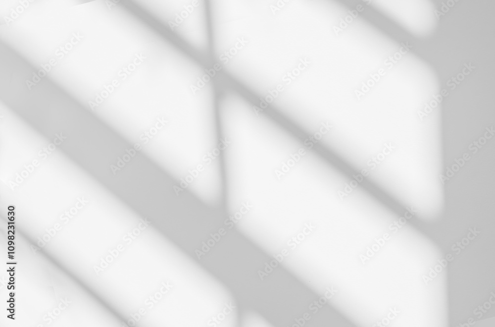 Poster gray shadow and light blur abstract background on white wall from window. dark stripe grey shadows i