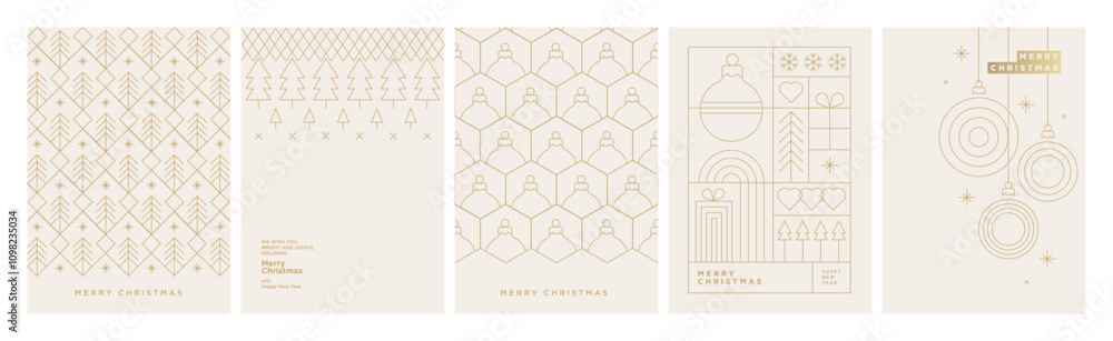 Canvas Prints set of illustrations on the theme of christmas and new year. vector line concepts for greeting card,