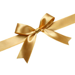 Fototapeta premium Elegant Gold Ribbon Bow Graphic Isolate On Transparent Background Cutout, PNG file, Cutout file