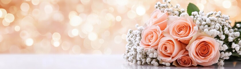 Obraz premium Charming rose bouquet centerpiece, a touch of elegance for table decor and special occasions