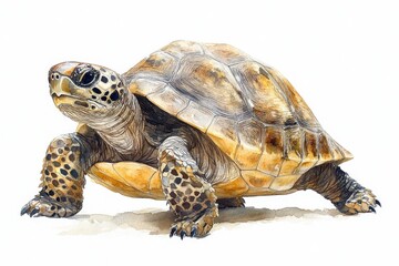 Obraz premium A detailed illustration of a tortoise showcasing its unique shell and textures.