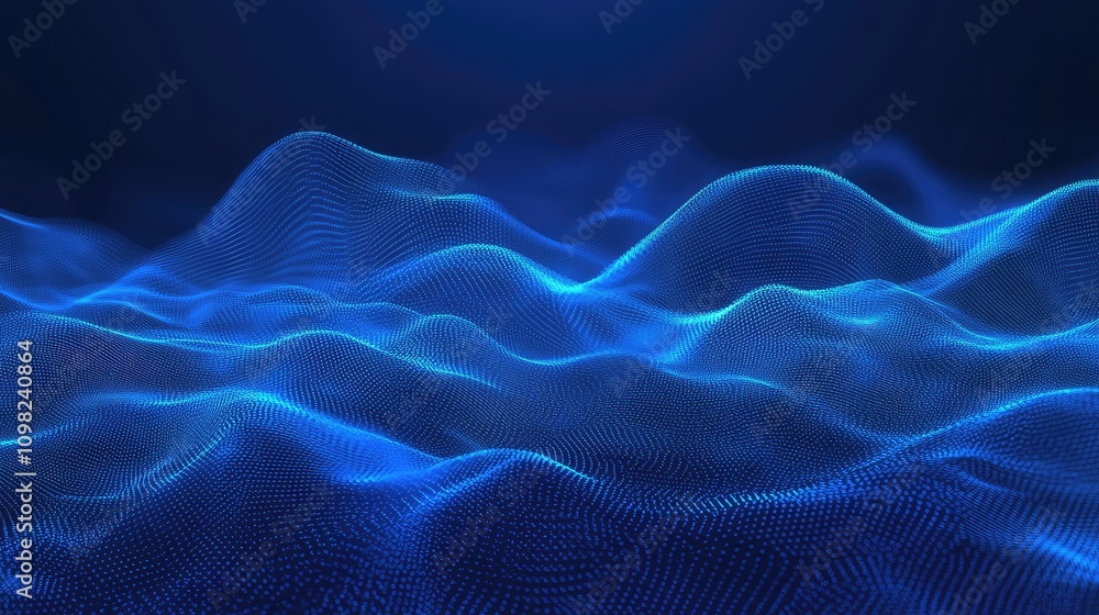 Aufkleber network of wireframe lines and dots in deep blue, depicting data flow against a subtle gradient