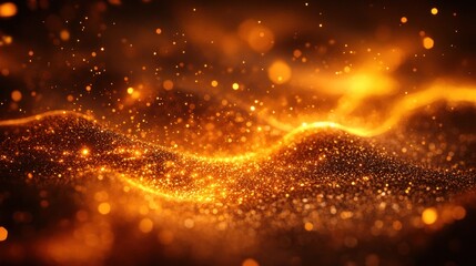 Naklejka premium Abstract golden particles in motion.