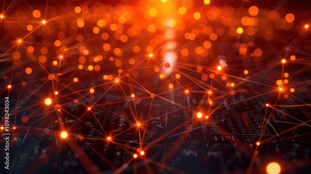 Poster a digital network visualization with glowing nodes and connections on a dark background.