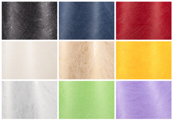 Fototapeta premium Glossy paper texture collection with polished and metallic surfaces. Featuring soft gradients, shimmering reflections, and subtle patterns. Includes unique fibrous, rough, and