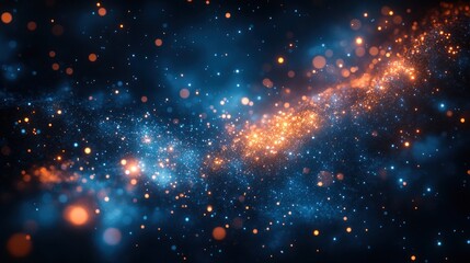 Obraz premium Abstract swirling galaxy of blue and orange lights.