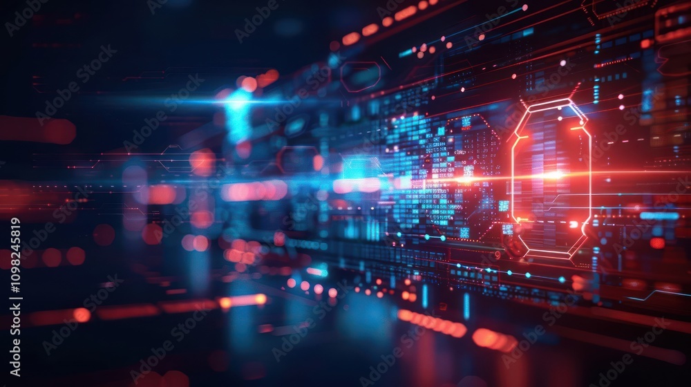 Poster abstract digital network with glowing lines and data patterns, symbolizing technology and connectivi
