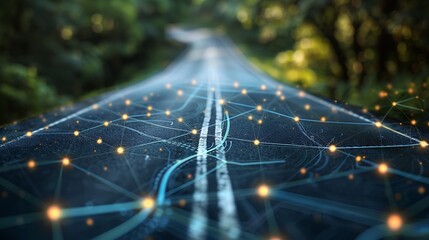 Abstract technological background with IT road map with innovative tech networking