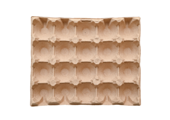 Empty square container, cardboard box for eggs, 20 pieces, top view, isolated on white, PNG