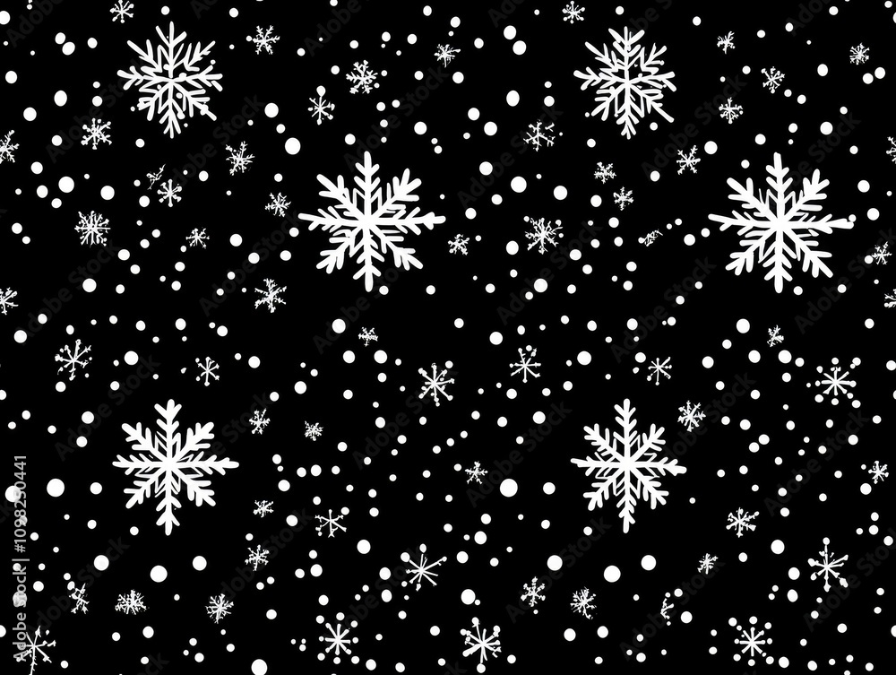 Poster delight in the charming winter seamless pattern adorned with intricate snowflakes and playful dots a