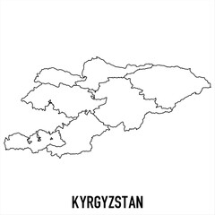 Fototapeta premium kyrgyzstan - solid black outline border map of country area. Simple flat vector illustration.