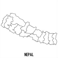 Obraz premium nepal - solid black outline border map of country area. Simple flat vector illustration.