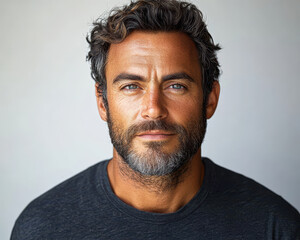 Fototapeta premium Confident Mature Man with Gray Hair and Beard in Casual Outfit Portrait