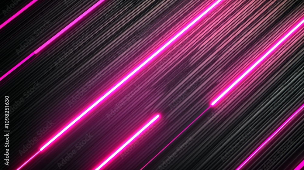 Poster a vibrant display of pink light beams against a dark background, creating a dynamic and futuristic a