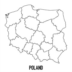 Obraz premium poland - solid black outline border map of country area. Simple flat vector illustration.