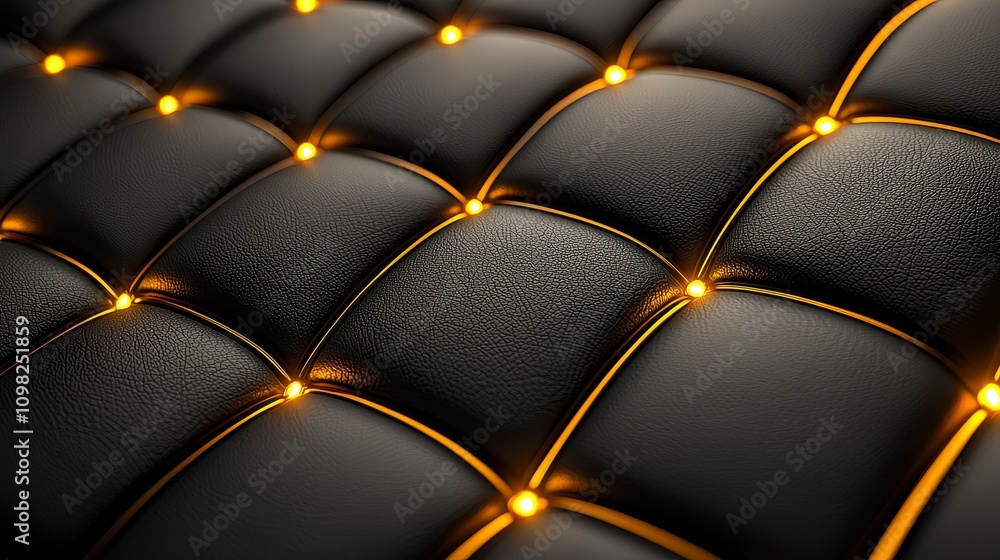 Poster A close-up view of a textured black surface with illuminated seams, creating a luxurious and modern aesthetic.