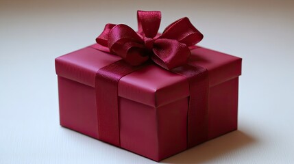 Obraz premium A charming red gift box sits elegantly, inviting excitement with its delicate ribbon bow