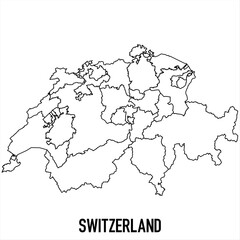 Obraz premium switzerland - solid black outline border map of country area. Simple flat vector illustration.