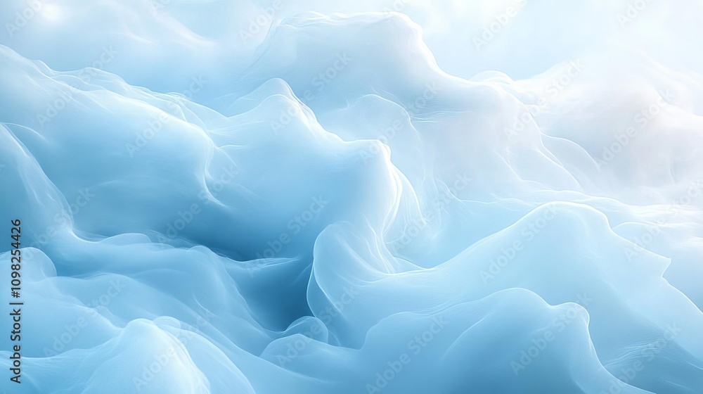 Poster a soft and serene blue abstract background depicting flowing waves, creating a calming atmosphere pe