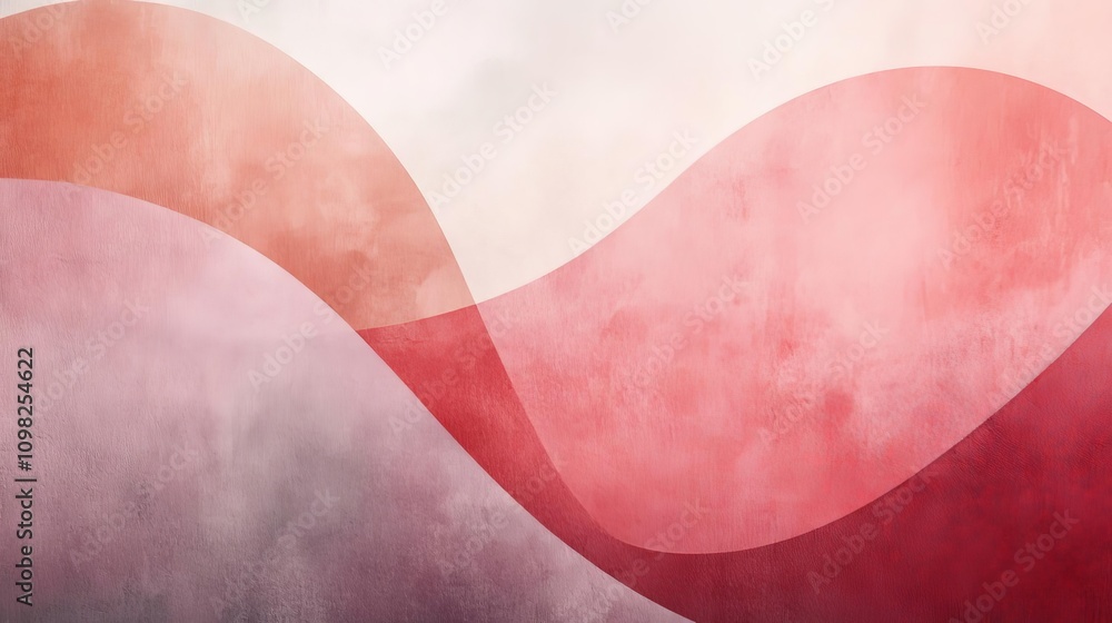 Poster an abstract composition showcasing harmonious waves of soft red and pink tones, perfect for backgrou