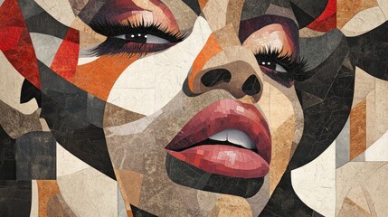 Abstract Portrait of a Woman: A Geometric Masterpiece in Warm Tones