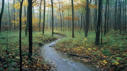 Obraz premium Serene Autumn Creek in the Woods